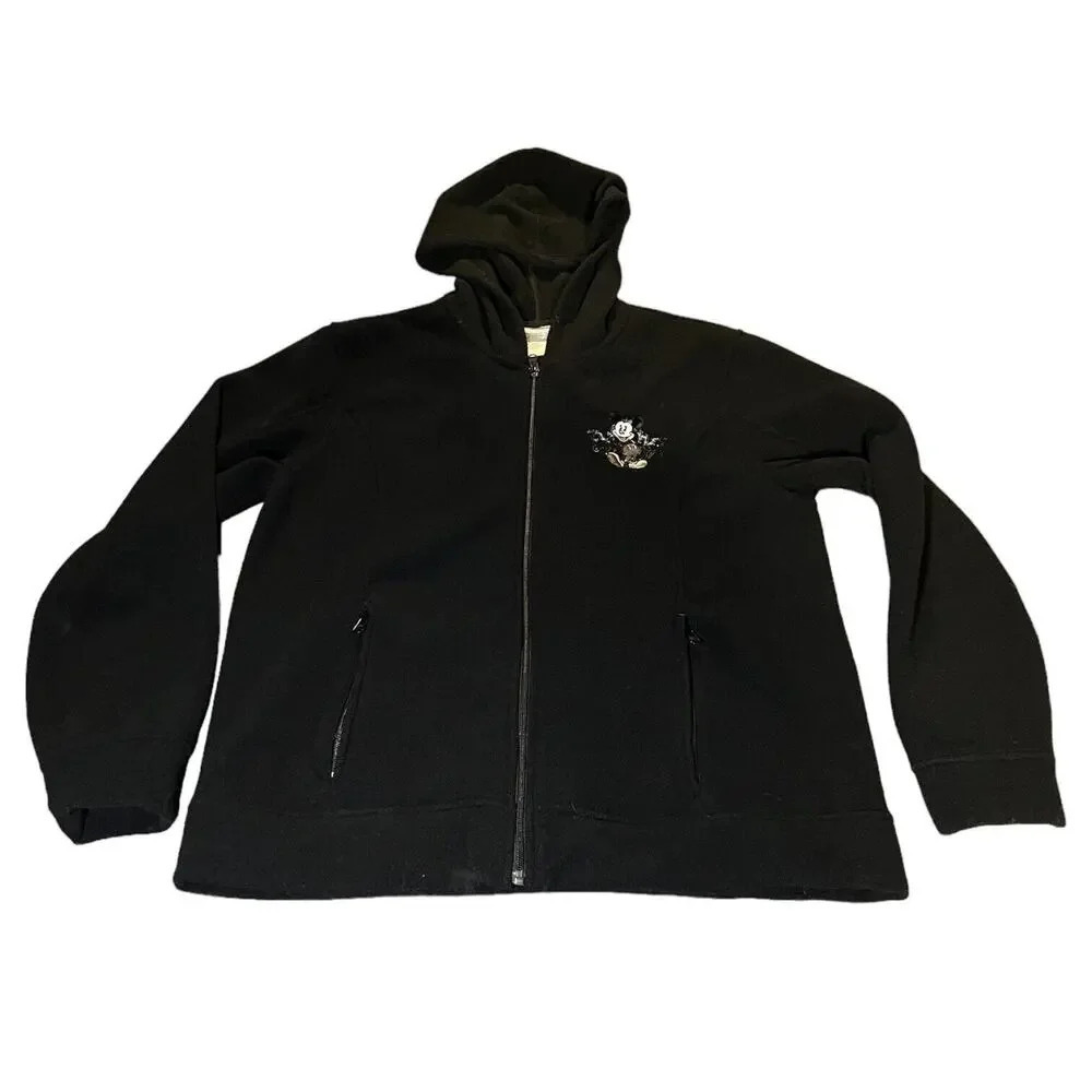 Walt Disney World‎ Parks WDW Mickey Embroidered Full Zip Hoodie Black XL Unisex